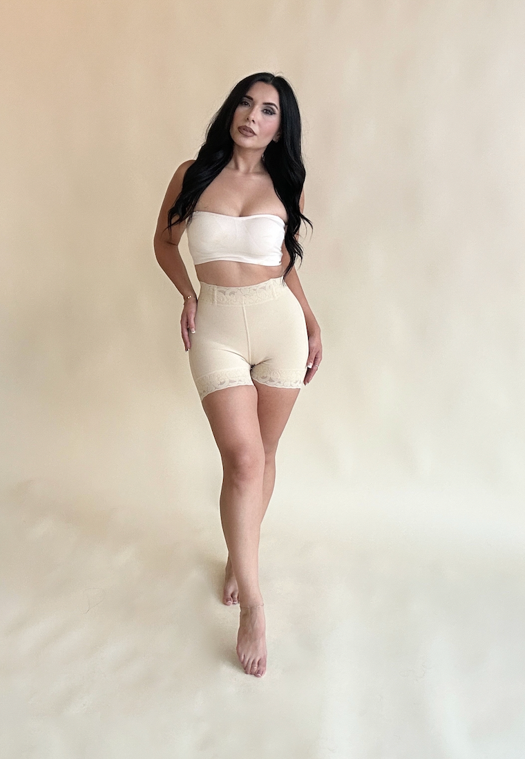 Diana Colombian Shapewear Mid-Rise Bum Lifting Shorts - Beige