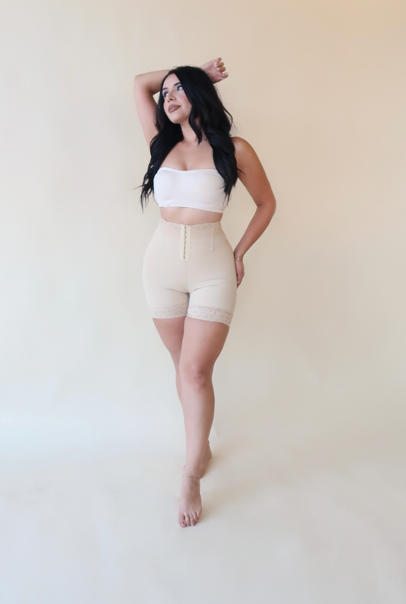 Princess Colombian Corset High Rise Shorts - Beige