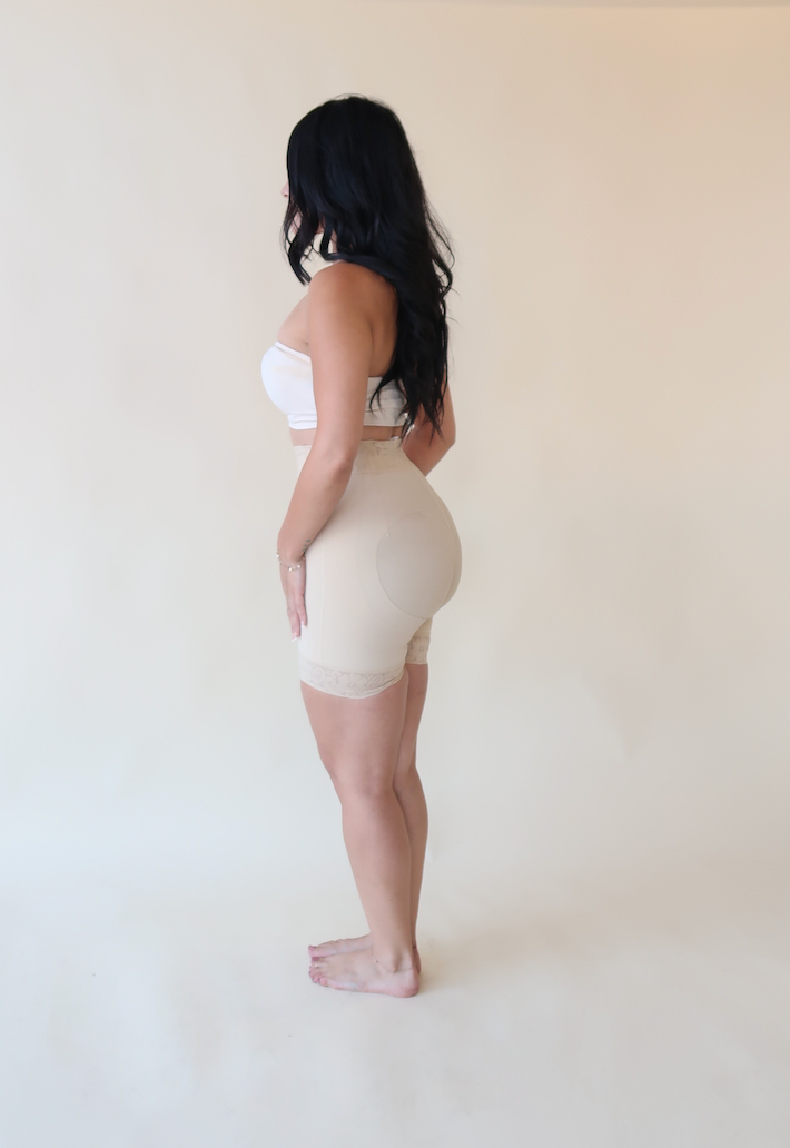 Princess Colombian Corset High Rise Shorts - Beige